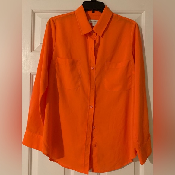 Coldwater Creek Orange women’s button-down, long sleeve blouse.Size medium. EC! - Picture 12 of 13